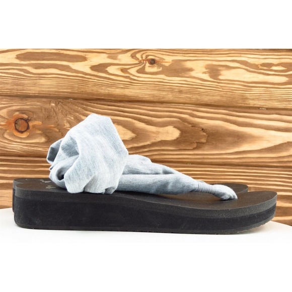 Sanuk Sz 10 M Gray Slingback Fabric Women Sandals 1016351 - Picture 4 of 8